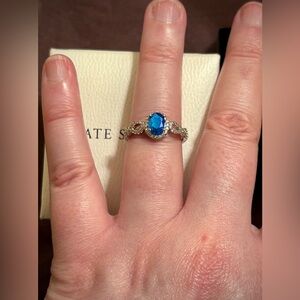 Charmed Aroma-Whale Collection-Ocean Blue Silver Ring-Size 7